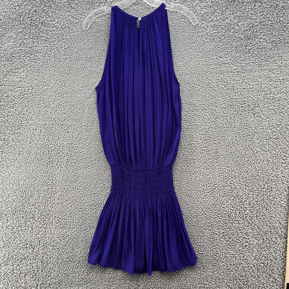 Ramy Brook Dress Womens Large Purple Pleated Halter Blouson Mini Party Cocktail - Picture 10 of 13